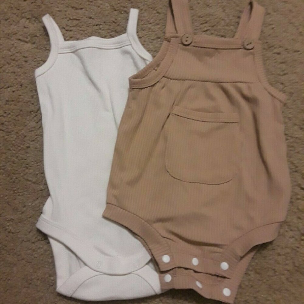 White and Tan Baby Onesies